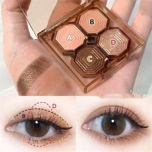 Lasting Highlighter Pigment Portable Makeup Eyeshadow Palette Glitter Eye Shadow 4 Colors Matte Pearlescent Shimmer