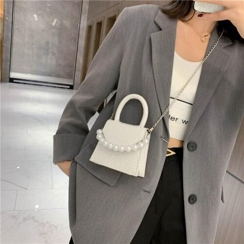 Bags for women 2020 new luxury handbags white cute fashion summer mini pearl designer crocodile leather crossbody shoulder bag
