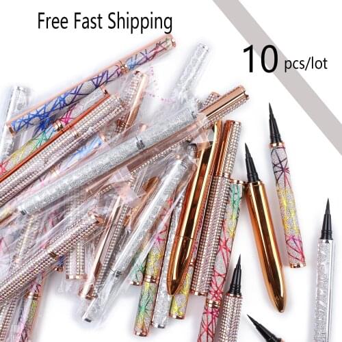 TDANCE 10Pcs Eye Liner Pencil Magic Self-Adhesive Eyeliner Pen Glue-Free Magnetic for False Eyelashes Waterproof No Blooming
