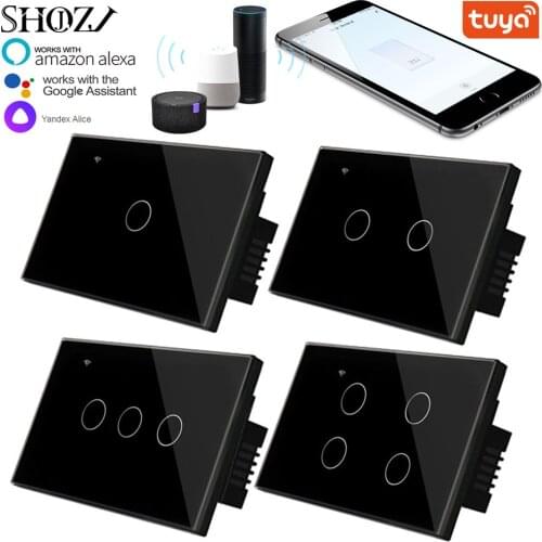US Standard Wifi Smart Touch Switch Remote Control 1/2/3/4 Gang AC 100V/230V Wireless Wall Light Switch tuya with Alexa