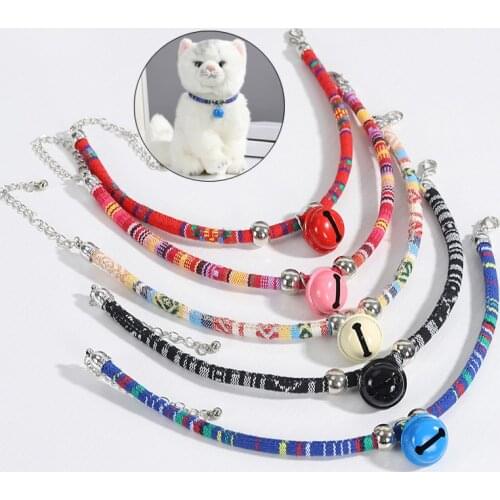 Bohemia Colorful Pet Collar Ethnic Style Cat Collars With Bell Adjustable Dog Collar Cute Funny Kitten Necklace Cat Accessories