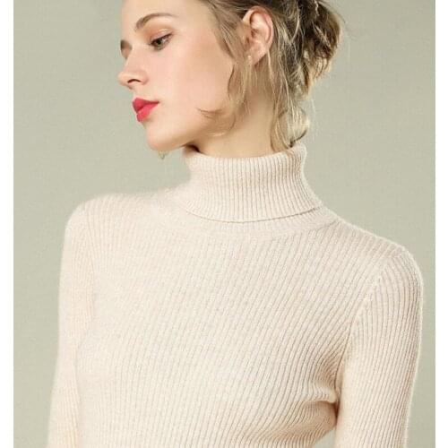 GABERLY Knitting Soft Pit Strip Turtleneck Sweaters and Pullovers for Women Warm Autumn Winter Cashmere Female Brand Jumper