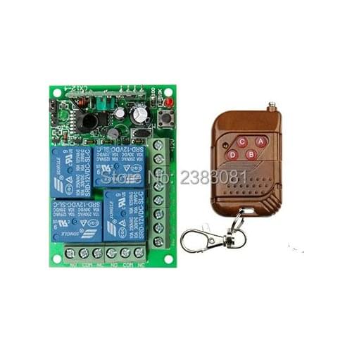 High quality DC12V 4CH 10A Wireless Power Switch System teleswitch Receiver & Transmitter Learning Code Toggle Momentary