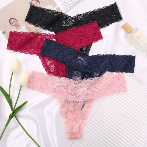 M-XL Sexy Lace Womens Thongs Floral G-String Temptation Low-waist Panty Transparent Hollow Out Underwear Female Erotic Panties