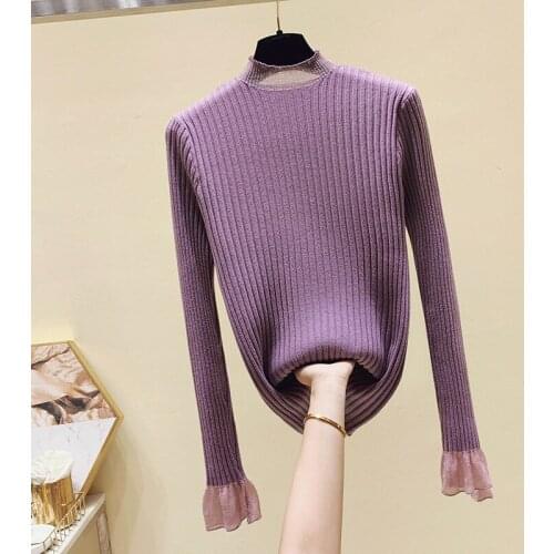 Womens Turtleneck Sweater 2020 New Autumn and Winter Slim Fit Tight Stretch Knit Top Female All-Match Basic Tops