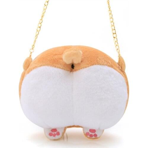 1pc 22cm*20cm Plush Animals Cute Corgi Butt CrossBody Bag Sexy Corgi Bottom Cross Body Bag Plush Purse Wallet Girls Gifts