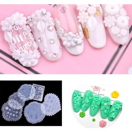 1Pcs Heart Shape Shell Silicone Mould Nail Templates Daisy Flowers Resin Charms Mold for DIY Making Jewelry Nail Art Mold Design