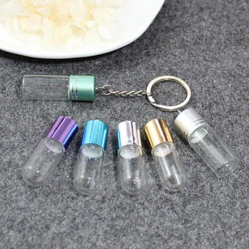 2PCS 35x15/40x15MM Wish Bottle Fairy Dust Bottles Lovely mini glass bottles Keychain DIY Handmade Jewelry Findings