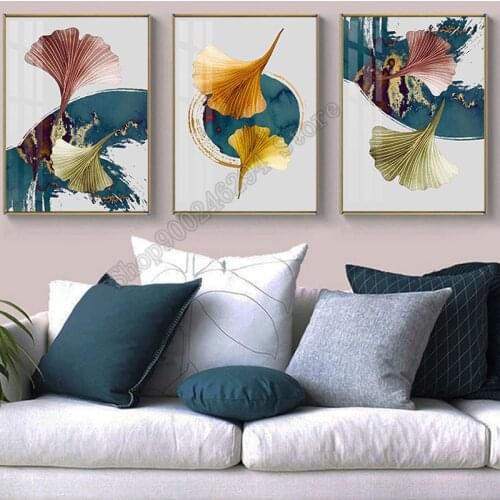 3 piece diamond painting Full square Ginkgo Leaves diamond embroidery round of drill Diamond Plant Flora Art Triptych FF4054