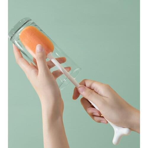 31cm Long handle Glass Bottle Cleaning Brush Cup Cleaning Tools Kitchen Sponge Brush