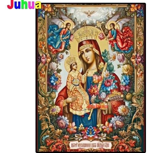 5d square round diamond painting Virgin and Child of Kazan Orthodox Christian Icon mosaic set diamond embroidery sale