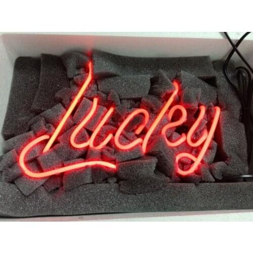 14“ Lucky Acrylic Custom Neon Light Lamp Sign Beer Bar Handmade Real Glass Decorate Home Wall Room Windows Tube Artwork
