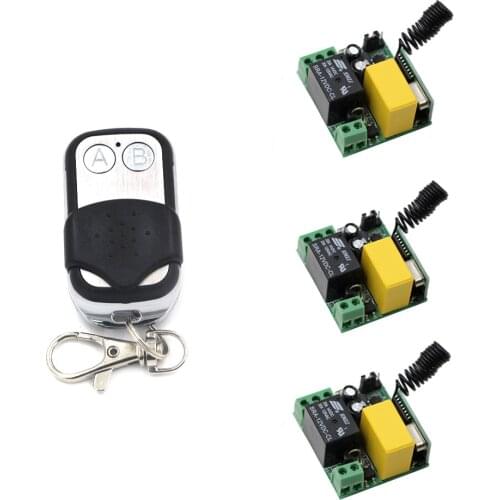AC 220V 1CH 10A RF Wireless Remote Switch 3*Receiver and Transmitter ON OFF For Light Lamp LED With Cover Prevent The Pressing