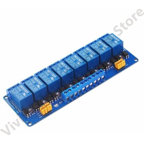 BESTEP 8-way relay module high and low level trigger blue plate 3V/ 5V/12V/24V