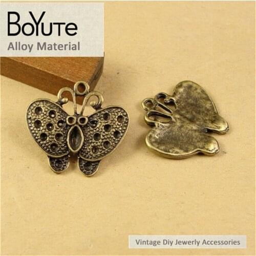 BoYuTe (50 Pieces/Lot) 25*22MM Zinc Alloy Charms Antique Bronze Plated Charms Butterfly Pendant Diy Metal Jewelry Making