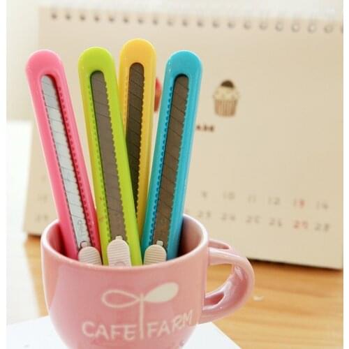 Deli Candy Color Mini Utility Knife Photo Box Paper Cutter Office School Tools Supplies Art And Craft