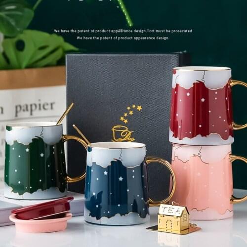 Exquisite fantasy starry little stars embellish ceramic mugs Pretty child girl present cup