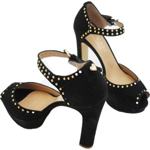 Twinset womens platform shoes wedge heel stiletto high fashion sexy black 36