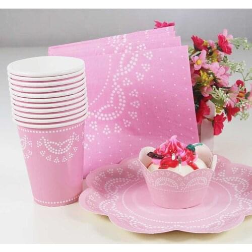 Lace Disposable Tableware For Parties, Lace Doily Cupcake Wrapper Plates Cups Napkins. Birthday Party Baby Shower Wedding Supply