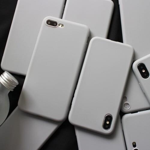 Gimfun Gray Matte Solid Phone Case for Iphone X Xs Max Anti-knock Simple Candy Case for Iphone 7 6s 7 8plus Soft Back Cover