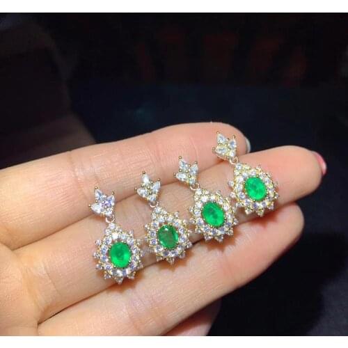 Fashion elegant Receptacle Talonpaw natural green emerald earrings 925 silver Natural gemstone earring women for anniversary