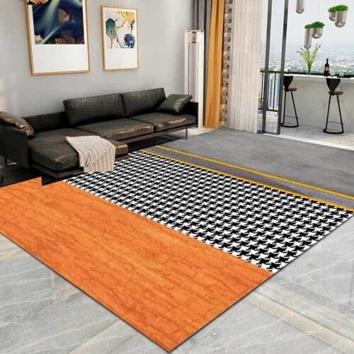 Fashion Simple Rug Korean-Style Light Luxury Geometric Mosaic Carpet Living Room Bedroom Bed Blanket Kitchen Floor Mat