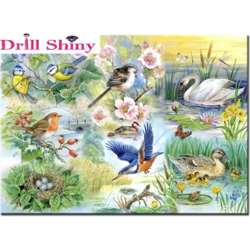 Mosaic embroidery 5d diy diamond painting flower and bird animal picture child cross stitch square rhinestone stone embroidery