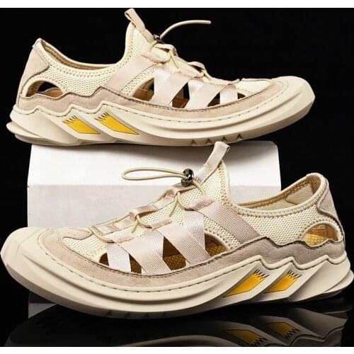 Men sandals outdoor water shoes 2020 summer beach casual hiking mens walking hole travel footwear non slip hollow breathable