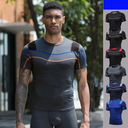 Mens PRO Fitness Short Sleeve Reflective Running Training Quick-Drying High-Stretch Tights Sports Short-Sleeve T-Shirt