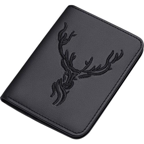 WilliamPolo Mens Leather Wallet Mens Half Fold Deer Totem Photo Multi-compartment Wallet 191416p