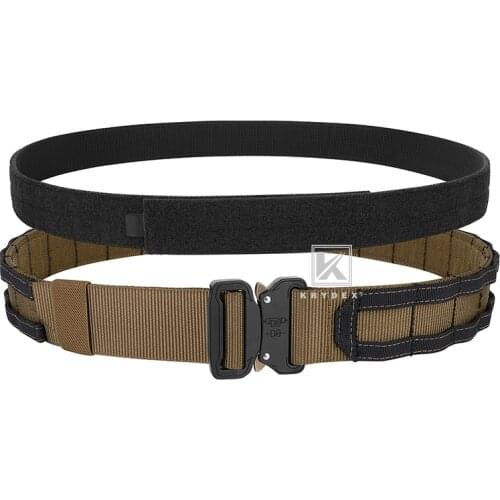 KRYDEX 2 IN 1 Rigger Duty Combat Belt 1.75” & 1.5” Quick Release Buckle Outer & Inner MOLLE Mens Belt Coyote Brown+Black K12765
