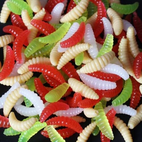 50pcs Soft Fishing Lure Smell Worms Silicone Bait Lures 2cm 0.3g Glow Shrimps Suspending Fish Lures Lifelike Fishy Smell Lures