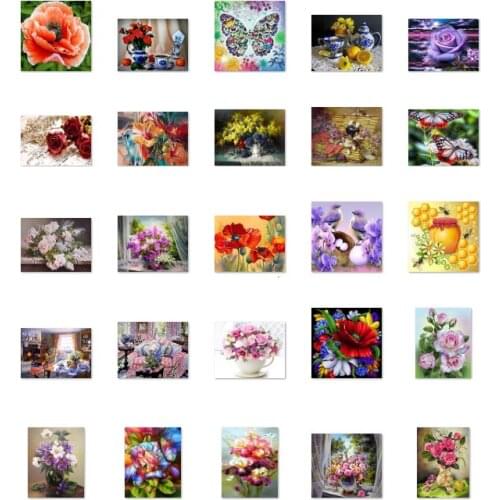 Red flowers 10 cross stitch kit people 18ct 14ct UNprinting11ct count print canvas stitches embroidery DIY handmade needlework
