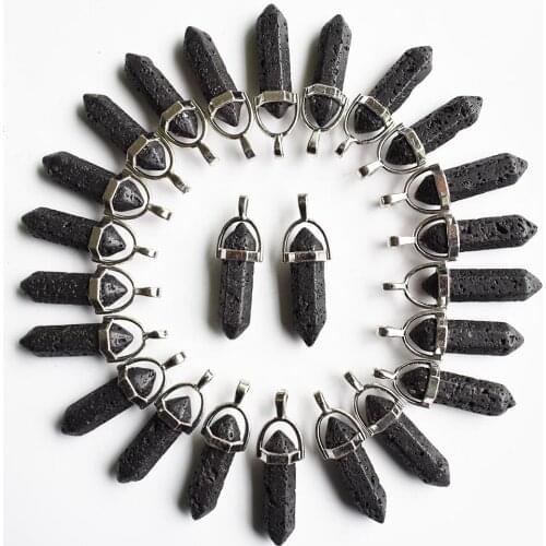 Natural Volcanic Rock Stone pillar shape charms point Chakra pendants for jewelry making 30pcs/lot Wholesale free shipping