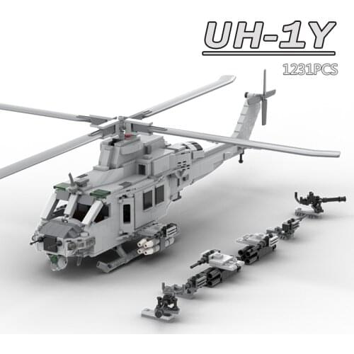 New Creator Military Series UH-1Y Venom Super Huey helicopter Model MOC Building Blocks Transport Plane Brick Toy Model for Kids