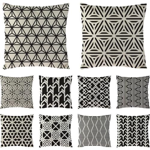New Mustard Pillow Case Black Fall Autumn Geometric Cushion Cover Car Pillow Covers Pillowcase 45*45 Housse De Coussin 1652