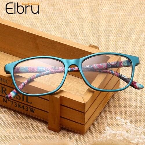 Elbru Fashion Women Ultralight Reading Glasses Women Men Anti Blue Light Square Eyeglasses Antifatigue Computer Goggle +1.0 4.0