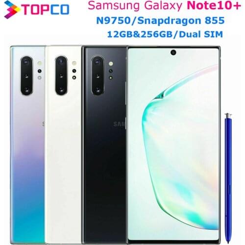 Samsung Galaxy Note10+ Note10 Plus N9750 Original Mobile Phone Dual SIM Snapdragon 855 Octa Core 6.8" 16MP&Dual 12MP 12GB&256GB
