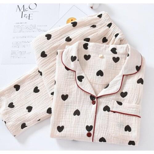 Fdfklak Love Print Pyjamas Set Long Sleeve Sleepwear Pijama 2021 New Pajamas Suit Female Sleep Two Piece Set Loungewear