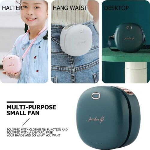 Portable Hanging Neck Fan USB Rechargeable Handheld Waist Fan 3 Speed Adjustable Summer Outdoor Travel Radiator Fan with Lanyard