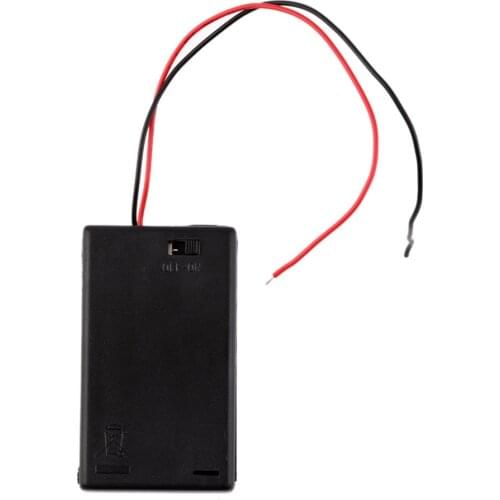 Durable Hard Battery Cover Storage Box Plastic Case Holder With ON/OFF Switch For 3 x AAA Batteries Black