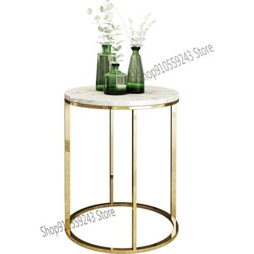 Simple Marble Side Table Nordic Living Room Small Apartment Modern Creative Sofa Coffee Table Round Simple Light Luxury Table