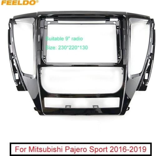 FEELDO Car Audio 9" Big Screen 2DIN Fascia Frame Adapter For Mitsubishi Pajero Sport CD/DVD Player Dash Fitting Panel Frame Kit