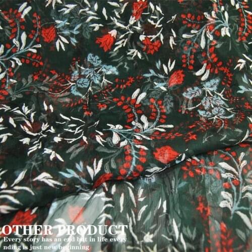 Silk Georgette Chiffon Fabric Dress Dark Dark Green White Red Flower Large Wide Thin Skirt Shirt DIY Patchwork Tissue