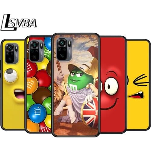 Cute M&M Chocolate for Xiaomi Redmi Note 10 10S 9 9T 9S 9Pro Max 8T 8Pro 8 7 6 5 Pro 5A 4X 4 Soft Black Phone Case