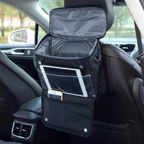 Car Seat Back Multi-Pocket Ice Pack Bag Hanging Organizer Collector Storage Box Car Interior Accessories Black Stowing Tidying