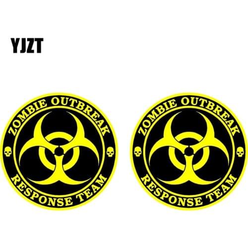YJZT 7.6CM*7.6CM 2X ZOMBIE OUTBREAK RESPONSE Comic Reflective Car Sticker C1-7118