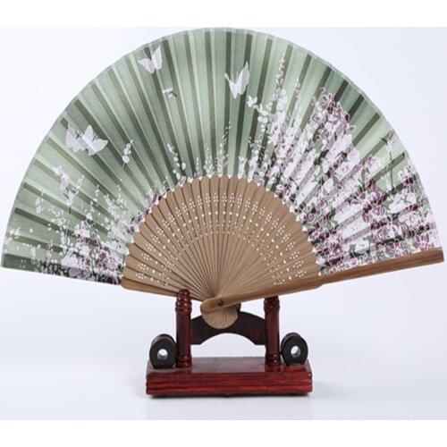 Vintage Style Silk Folding Fan Chinese Japanese Pattern Art Craft Gift Home Decoration Ornaments Dance Hand Fan