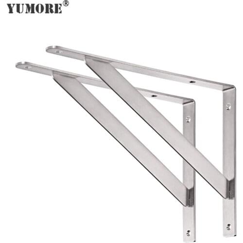 YUMORE Wall Shelf Bracket Heavy Duty Stainless Steel Solid Shelf Support Corner Brace Shelves Support Table Furniture Fittings