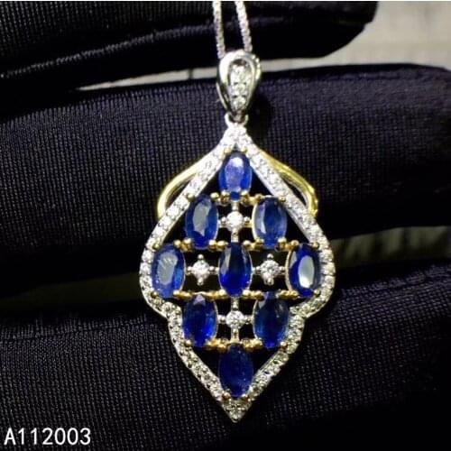 KJJEAXCMY Fine Jewelry 925 Sterling Silver inlaid Natural gemstone sapphire Female Pendant Necklace luxury Support Detection